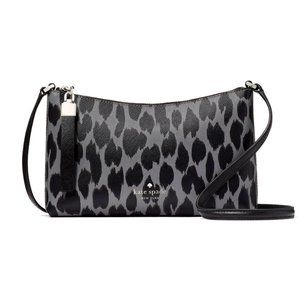 New Kate Spade Sadie Crossbody Animal Print Saffiano Grey Multi